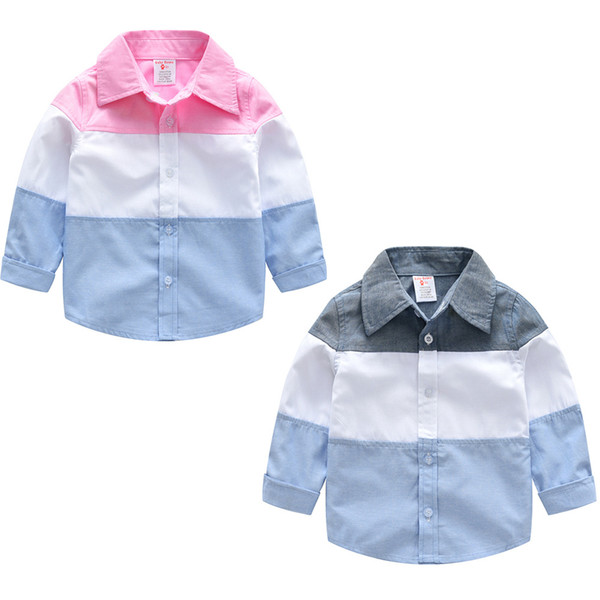 Boys Stripe Shirt Toddler Cotton Outfit Clothing Spring Autumn Children Lapel Long Sleeve Blouse Shirt Baby Gentleman's Tops YFA430
