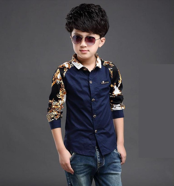 Baby Kids Print Blouses Fall Boys Long Sleeve Shirts 2019 New Arrival Fashion Hot Sale Tops Blouse Back to School Outfit Costume