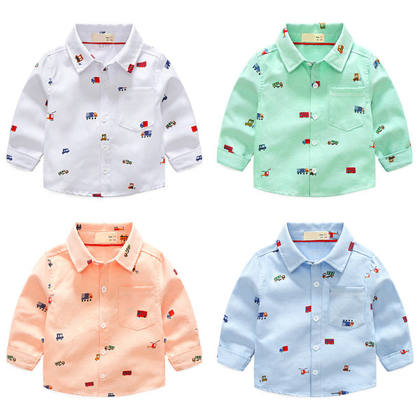 2018 New Arrival Enfant Boys Girls Shirts Cute Cars Pattern Cotton Children Clothes Long Sleeve Kids Blouses Boys Girls Shirt