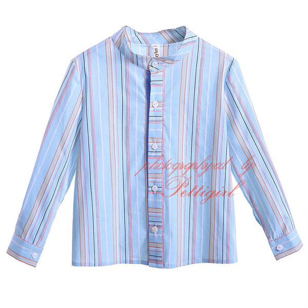 2018 Cutestyles New Autumn Mandarin Collar Boys Casual Striped Shirts Full Sleeves Single Breasted Children Everyday Clothes B-DMBT906-802