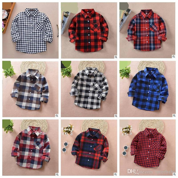 Baby Boys Girls 100% Cotton Blouse Toddler Long Sleeve Shirts Kids Plaid Shirt Tops Fashion Korean Styles Designer Clothing YL829