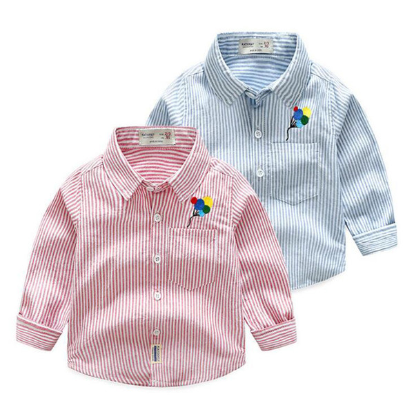 Hot Baby striped shirt new spring children's clothing boys lapel long-sleeved shirt children's cotton shirt wholesale