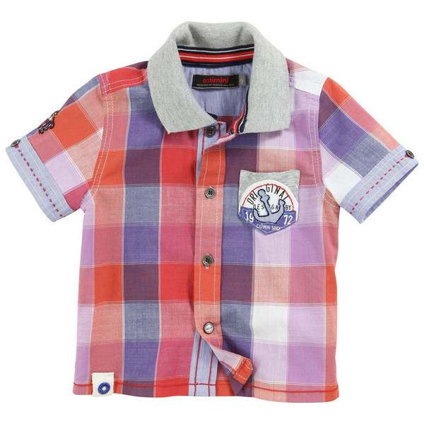 New summer Boys baby Multicolored grid Shirt 2-12T letter short sleeve shirt top High quality wholesale