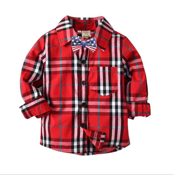 Handsome look Boy Red Checkered Shirt Contrast Color Black Checks Shirts Mix Different Size 10pcs/lot