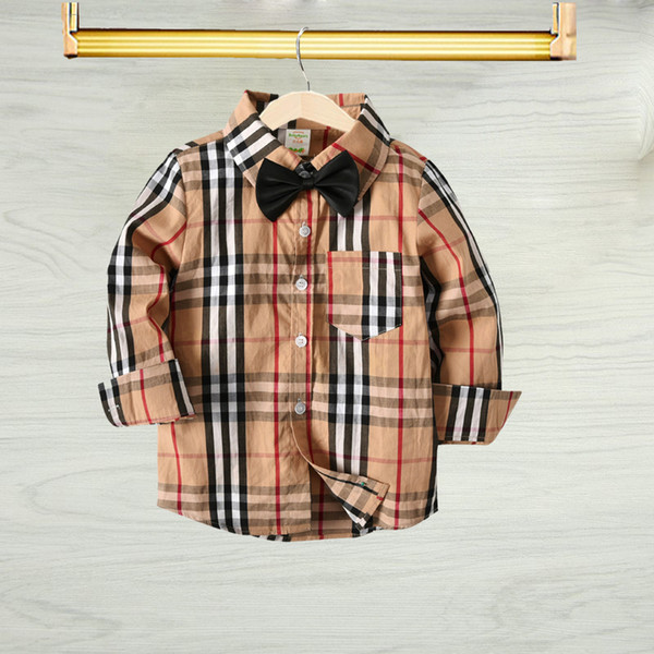 British wind children's clothing kids plaid long-sleeved shirt spring and autumn boys long-sleeved shirt children's shirts