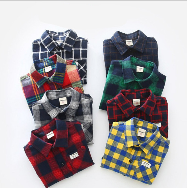 Children's shirt boy long sleeve 2019 autumn Korean casual cotton plaid shirt small children's clothing fashion comfortable