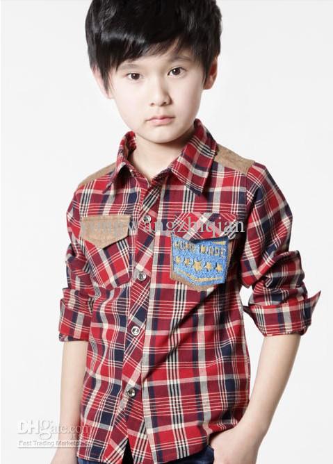 Wholesale children's clothing Spring and Autumn 2013 the new Korean boy male child plaid shirt children long-sleeved shirt