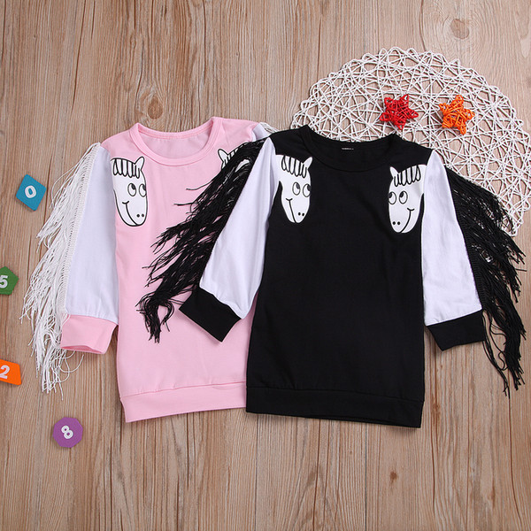 Brand New Toddler Infant Child Baby Girl Kids Unicorn T-Shirt Clothes Tassel Cartoon Sweater Sweatshirt Long Sleeve