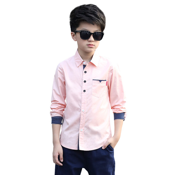 2018 Brand Boy Autumn Spring Print Dot Blouse Boy Long Sleeve Polo Turn-Down Collar Shirt Kid Fashion Blouse Students Clothing