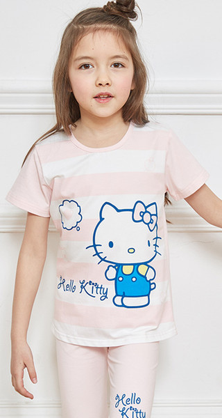 HelloKitty children's summer little girl's cotton short-sleeved summer girl princess middle child family home for children