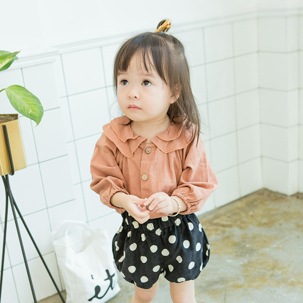 Spring and Autumn Children's Long Sleeve Shirt Baby Boy Cotton Double Layer Lapel Shirt Princess Wind Top Shirt