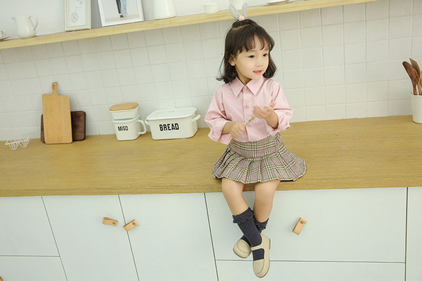 Girls autumn blouse autumn new girl baby pure color Korean version shirt long-sleeved girl shirt autumn style