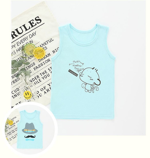 2018 new explosions children's cotton vest girl strap boy cartoon underwear big boy baby wild bottoming vest