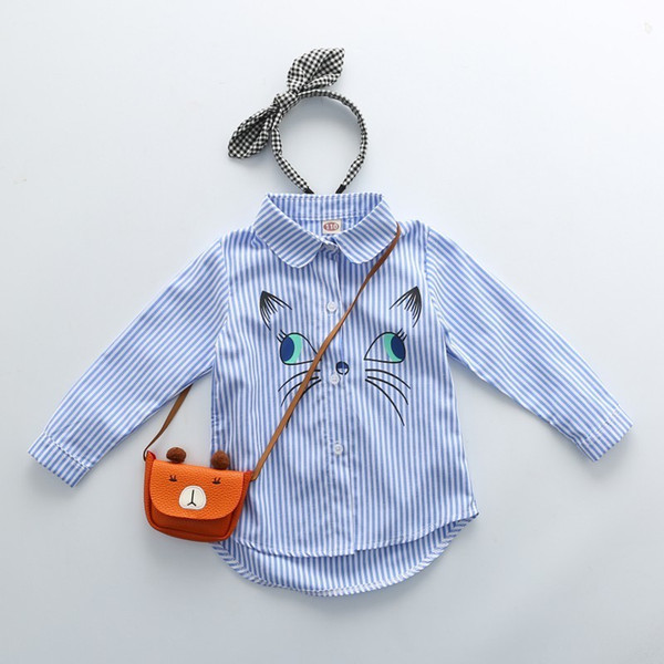 Children Fashion Kids Boys Girls Tops Long Sleeve Clothes Shirts Lapel Embroidery Cute Baby Clothing