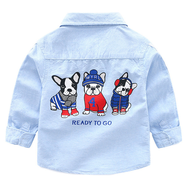 2018 New Arrival Enfant Boys Girls Shirts Cotton Children Clothes Long Sleeve Classic Cartoon dog Kids Blouses Boys Shirt 2-6y