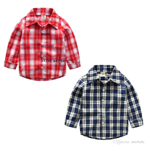 Boys Girls Shirt Spring Autumn Baby Tops Toddler Plaid Shirt Blouse Children Lapel Long Sleeves Shirt Cotton Kids Clothing YFA431