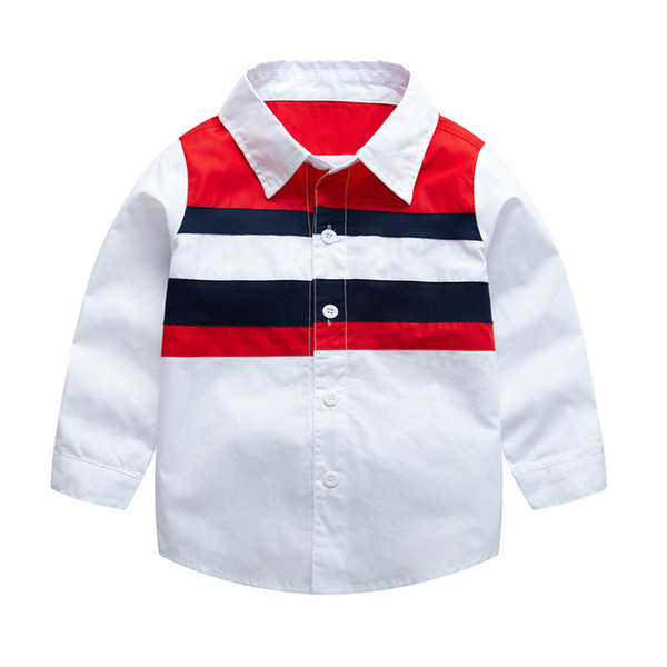 Boys Shirt Long Sleeve Kids Tops Color Matching Lapel Shirt for 1t-7t Children Shirts Spring Autumn Tops