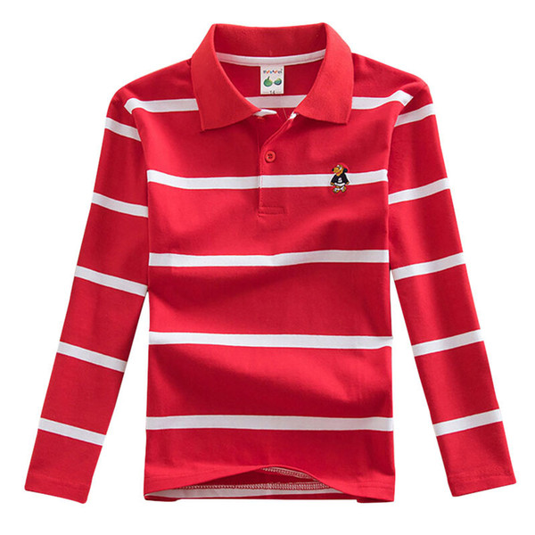 Children's Polo Shirts 2018 Spring Autumn Long Sleeve Striped Kids Boys Cotton Lapel Polo Shirt for Child 2-15 Years Boy Clothes