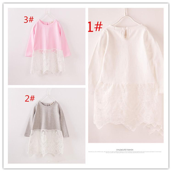 2016 Children girls bottoming shirts long sleeve cotton T-shirt lace openwork girls inside shirt 5 pcs for sales A022229