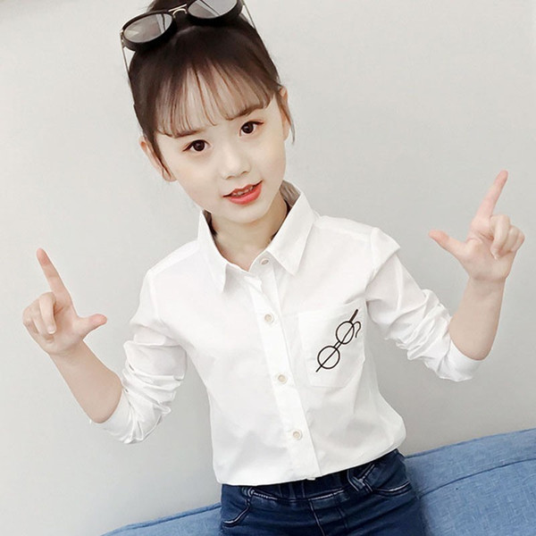 Girls Blouses Cotton T-shirts For Children Children's Clothing Women White Dress Shirt Blouse Princess Kids Shirts Brands Korean New