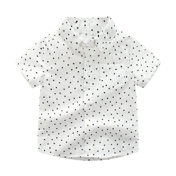 Short Sleeve Small Dot Lapel Button Shirt Children Summer Boy Shirt Fashion New Baby Boy Clothes