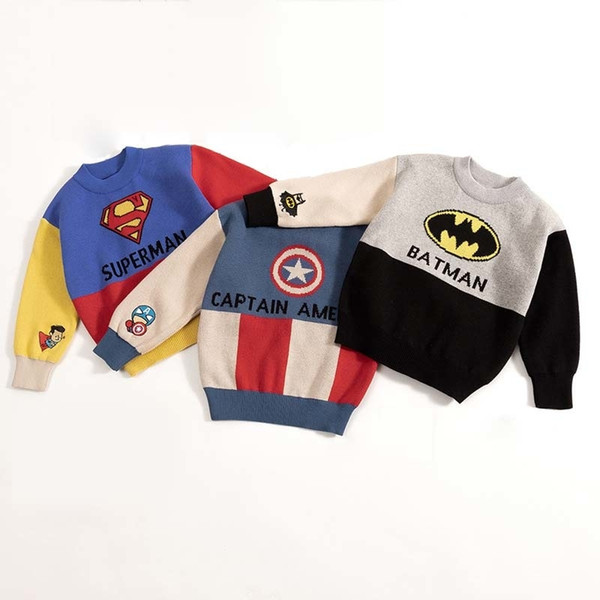 Kids Boys Cartoon Sweaters Casual Children Knit Autumn Warm Pullover Sweater For Boy Toddler Long Sleeve Wear Appliques Clothes SH190907