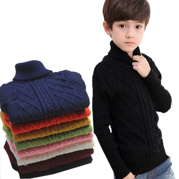 Children Baby Boys Girls Turtleneck Sweater Stripe Cross Knitwear Autumn Winter Unisex Warm Bottoming Knitted Pullover