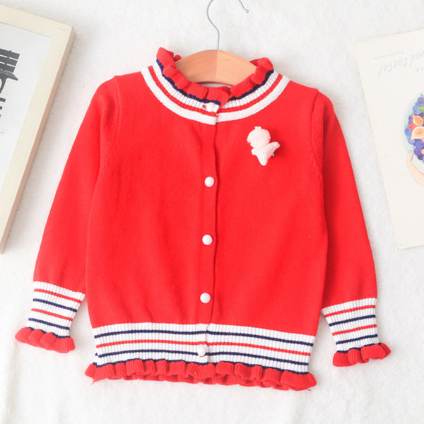 Baby girl designe clothes sweaters cardigan cute princess Sweater lace stripe single-breasted brand free shiping X9233020