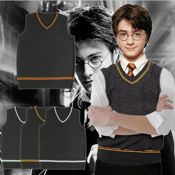 big child Harry potter Sweater Vest Slytherin Gryffindor Ravenclaw Cosplay Costume men women uniform sweater LJJK1044