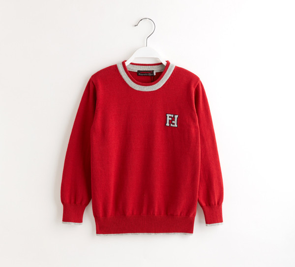 Brand Boys baby v-neck red sweater kids Preppy cardigans Pure cotton sweater thin Children's Letters embroidery brand sweaters