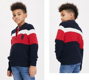 Polo sport19 fall cardigan all-cotton boys' long-sleeved striped cardigan