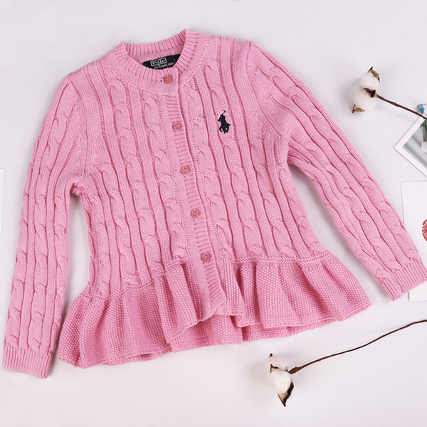 Autumn New Product Children's Garment Woman Lotus Leaf Edge Pink Colour Lovely Girl Knitting Unlined Upper Garment Children Long Sleeve Knit