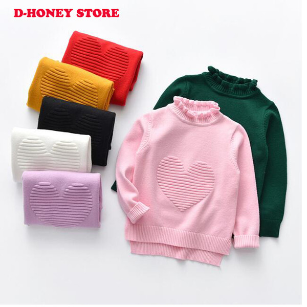 2018 Children's Sweaters Girls Knitted Sweater Spring Autumn Toddler Sweaters Slim Knitwear Pullovers heart shape clothing