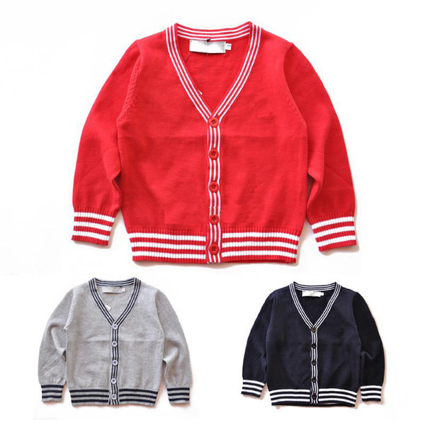 2019 Brand New Kids Sweater Autumn Children Polo Cardigan Coat Baby Boys Girls single-breasted jacket Sweaters outer wear