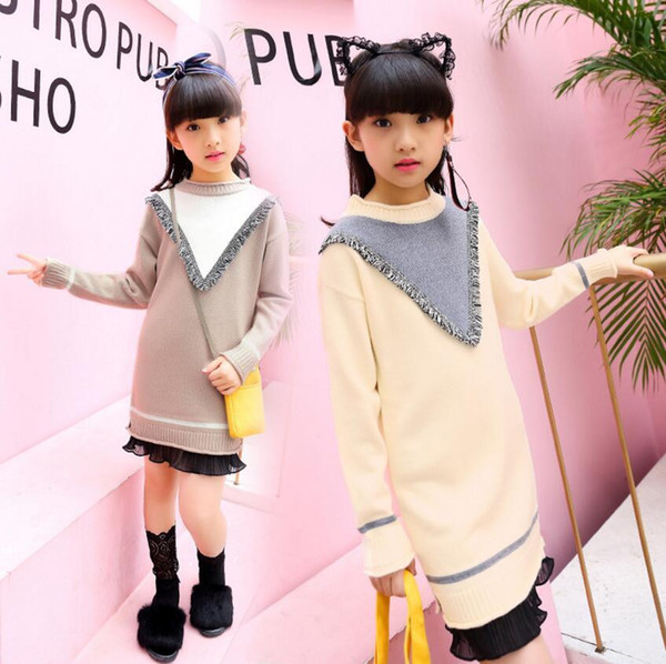 Autumn Winter Children Cotton Sweaters Pullover Kids Cartoon Thick Sweater Long Top Child Fashion Dress Clothes