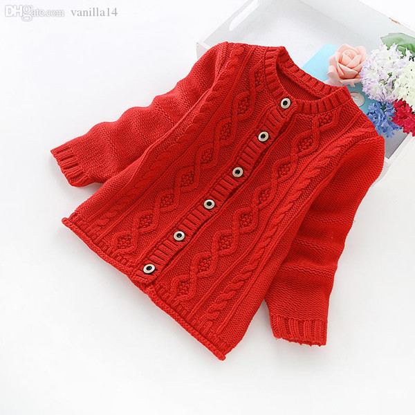 Wholesale-2016 new autumn and winter children's clothing girls solid color cotton sweater cotton girls' cardigans b8012