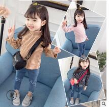 Children's Wear Winter Style 2019 New Korean Edition Children's Cotton Long Sleeve Striped Baby's Bottom Shirts in Spring and Autumn