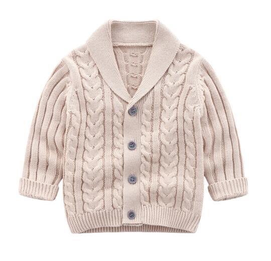 INS baby kids clothing sweater Cardigan with buttons Turn Down Collar sweater Solid Color 100% Cotton Boutique girl spring fall sweater