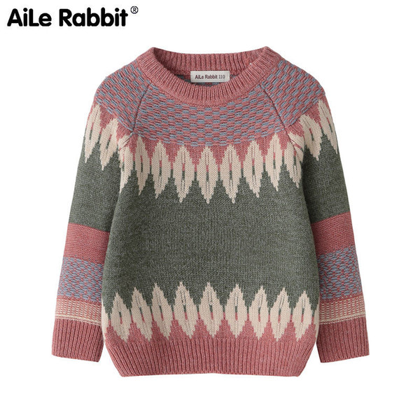 AiLe Rabbit autumn and winter warm children's clothing long-sleeved sweater boys and girls fashion new year love tops k1