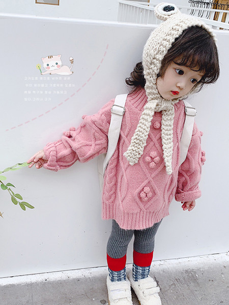 Girls thick half-high collar twist sweater 2019 winter high quality Japanese thickening shirt little girl knit bottoming shirt