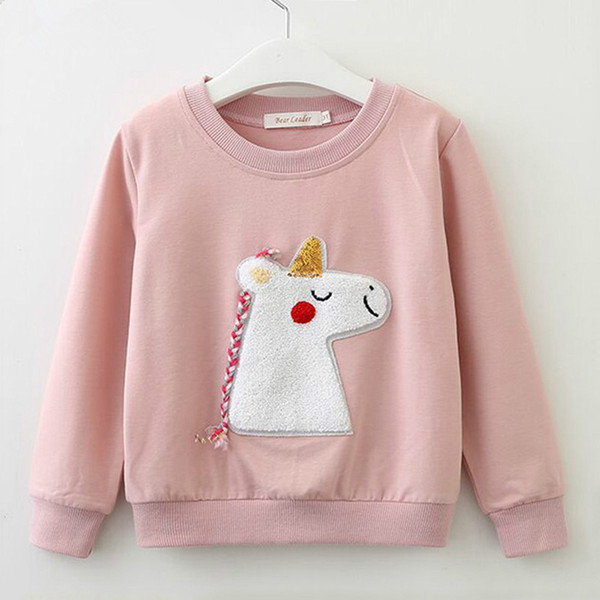 New Spring and Autumn Girls Jumper Kids Unicorn Pattern Cotton Pullover Fashion Kids Clothes Girls Top