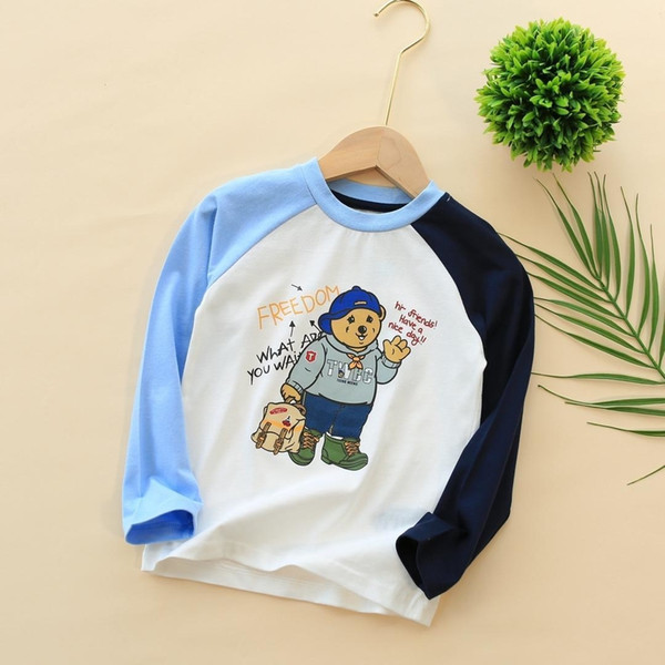 shipping free fashion baby boy clothes sweatshirt Cartoon splicing hoodie High Quality Long Sleeve coat fashion baby girl clothes 98