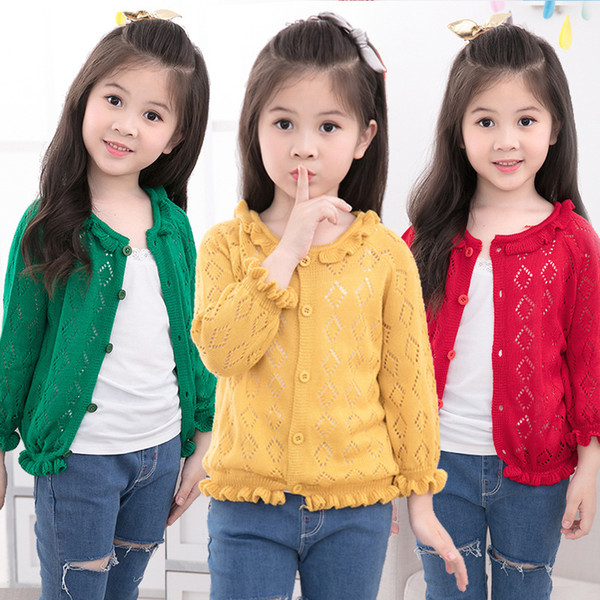 New Spring Girl's Knit Sweater Cardigan Toddler Kids Baby Girls Outfit Clothes Button Knitted Sweater Cardigan Knitwear