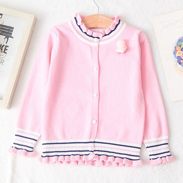 NEW Baby girl designe clothes sweaters cardigan cute princess Sweater lace stripe single-breasted brand free shiping X9233020