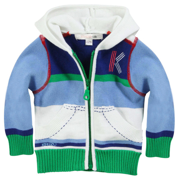 New Children hooded sweater Boys baby Thin zipper color matching knitted Sweaters wholesale