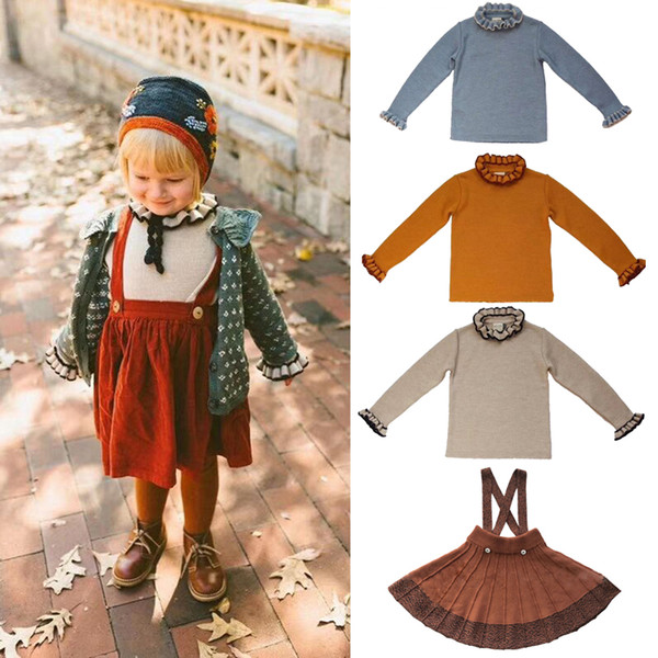 Girls Candy Color Sweaters 6 Designs Kids Autumn Winter Knitwear Double Knitted Thicken Lace Kids Designer Pullover Girls Sweaters 1-7T 04