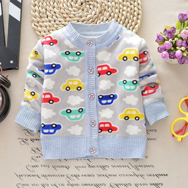 Children Clothes Cute Casual Soft Car printed Knitting Outerwear Cardigan Sweaters Baby & Kids Clothing cotton