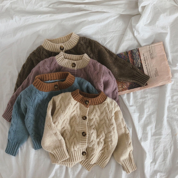 Baby Girl Clothes Knitted Toddler Girls Cardigan Single Breasted Infant Sweaters Long Sleeve Children Coat Boutique Baby Clothing DW4574