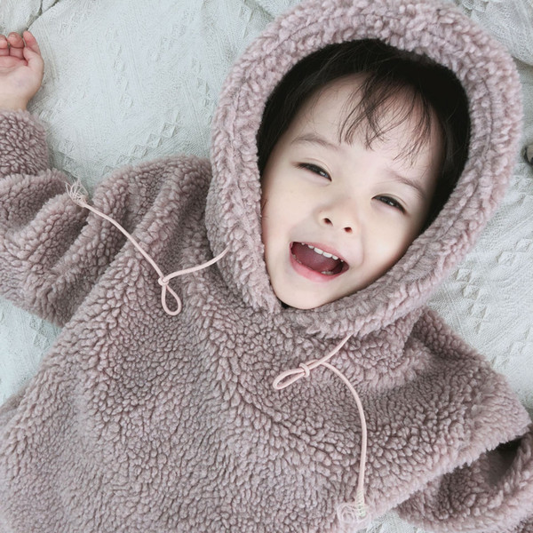 Hot Sales Korean Version New Styles Kids In Autumn And Winter Girls With Hats Lamb And Wool And Warm Clothes