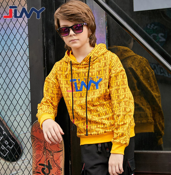 Fashion big boys sweatshirt fall new kids letter printed casual pullover children hooded long sleeve jumper boy clothes fit 4-12T F10345